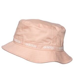 New Adidas Pinky-Peach Logo Cotton Essentials II Bucket Hat